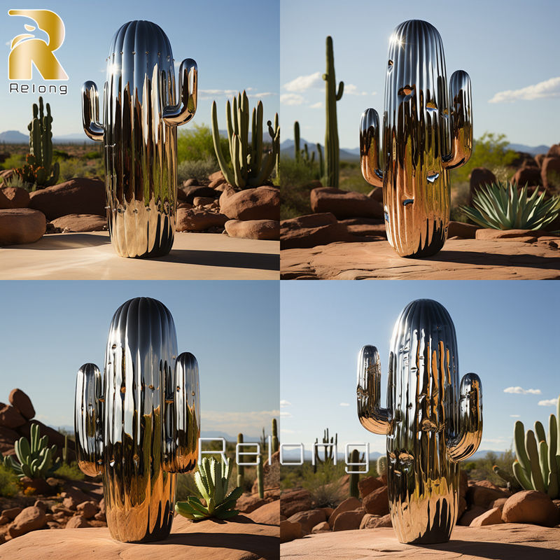 large stainless steel cactus sculpture