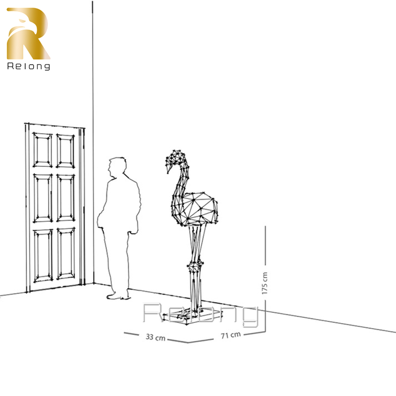 metal flamingo sculpture drawing design