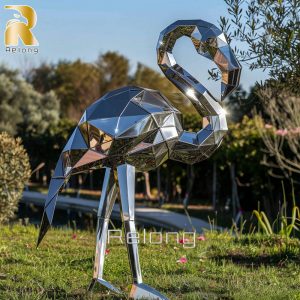 metal flamingo statue
