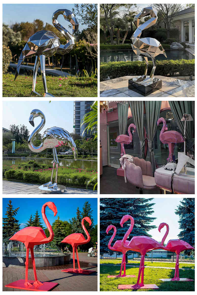 more metal flamingo garden statues