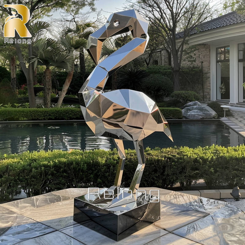 outdoor decorative metal flamingo statue