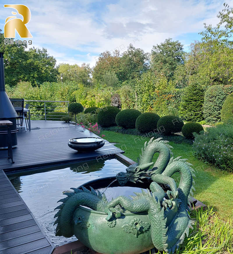 outdoor garden decor bronze dragon fountain