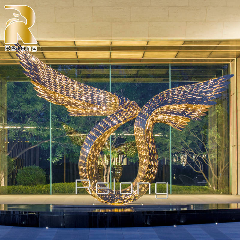 outdoor light metal wing sculpture