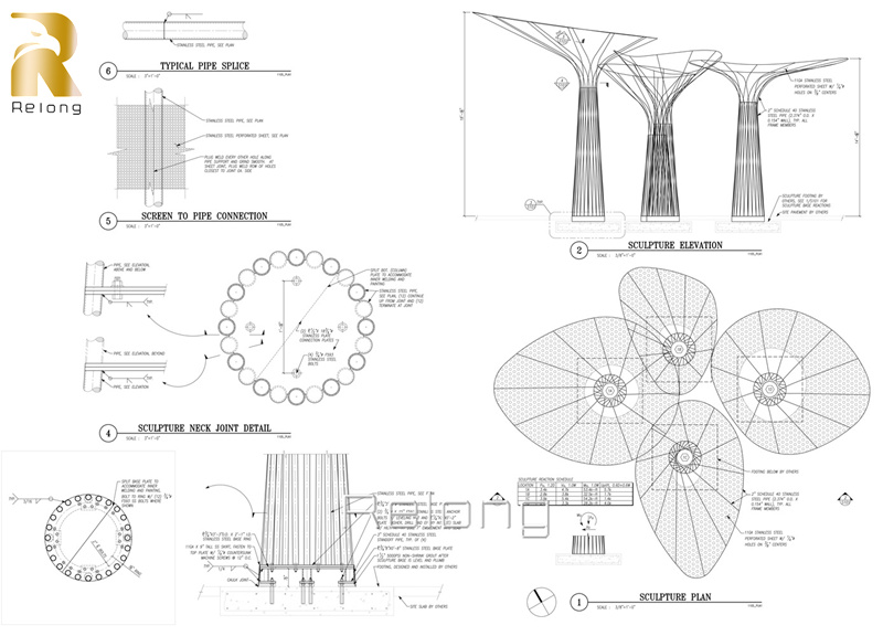 outdoor metal tree sculpture drawings