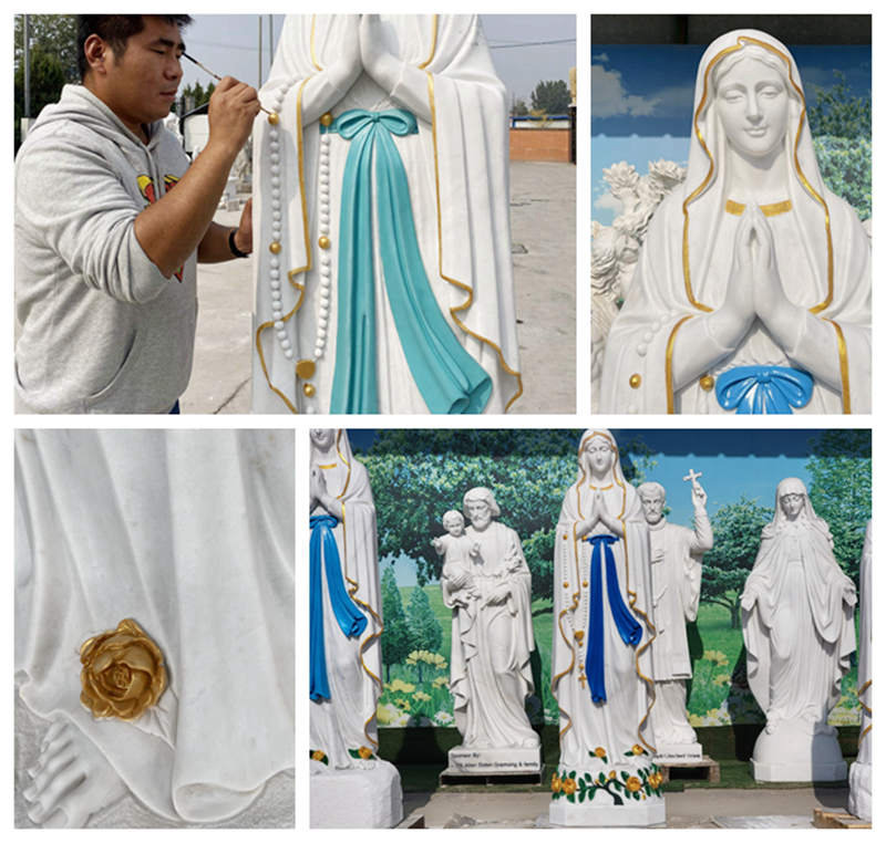 painted marble Virgin Mary statue
