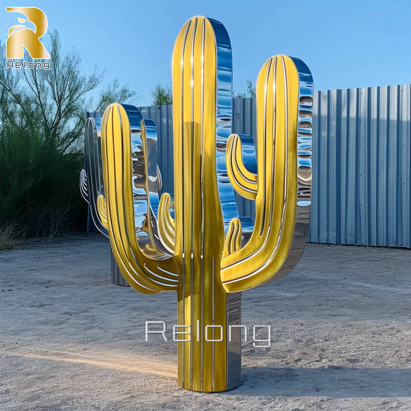 painted outdoor metal cactus sculptures