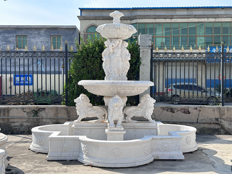 three tiered marble water fountain