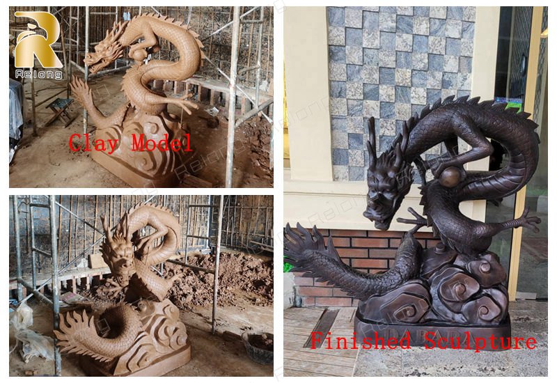 bronze dragon statues clay model