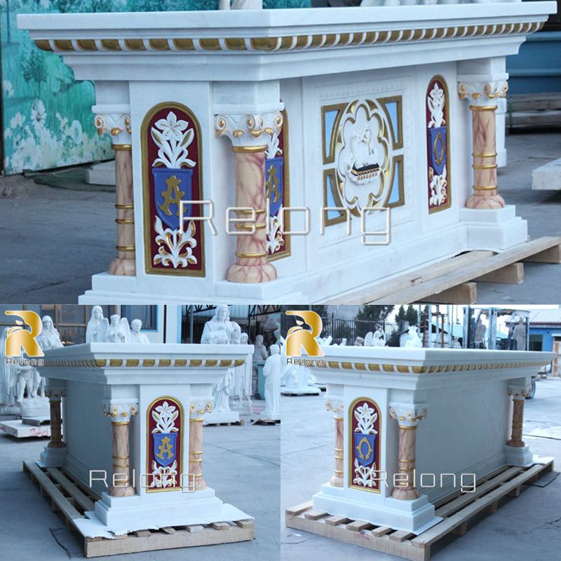 hand carved marble altar details