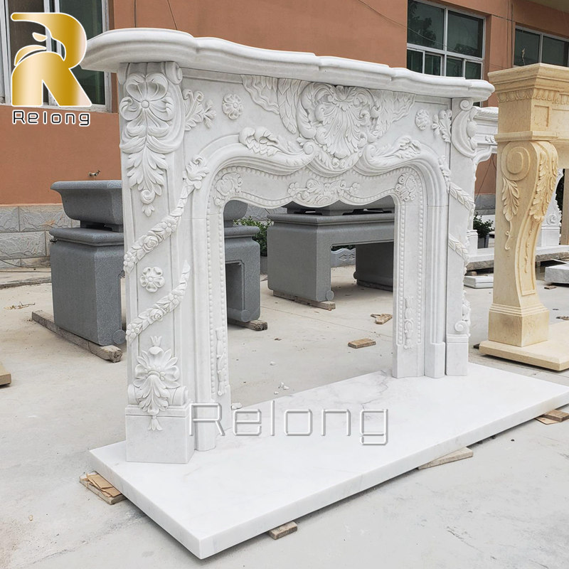 hand carved marble fireplace