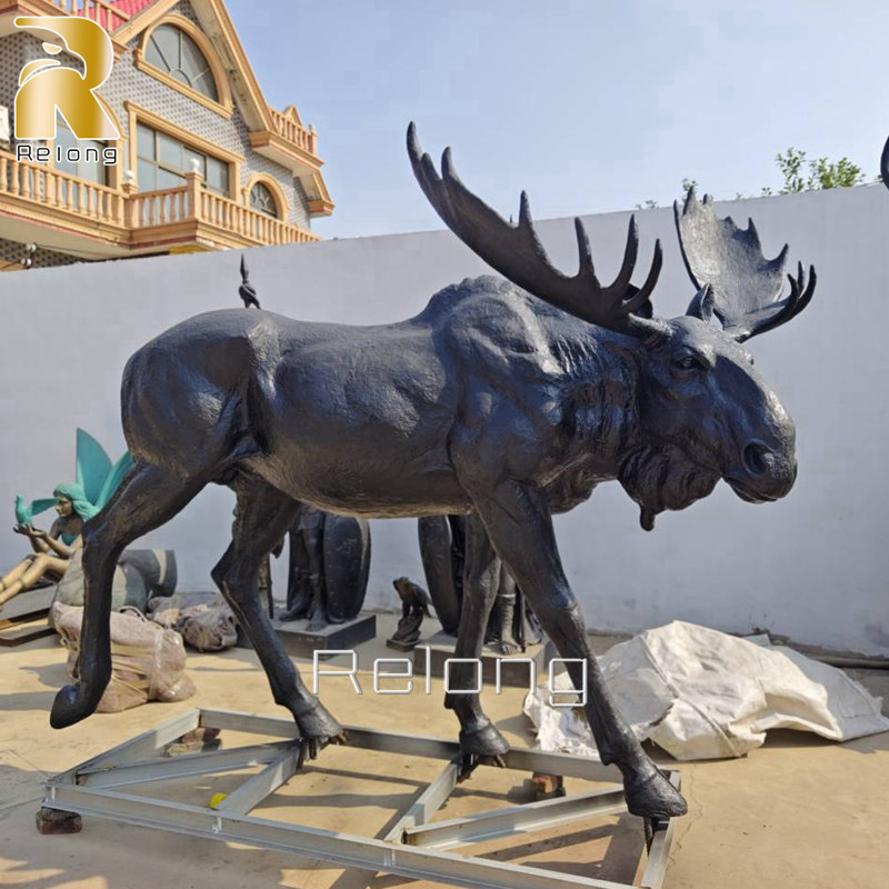 large bronze moose sculpture