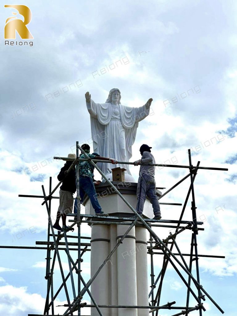 marble scared heart of jesus statue (4)