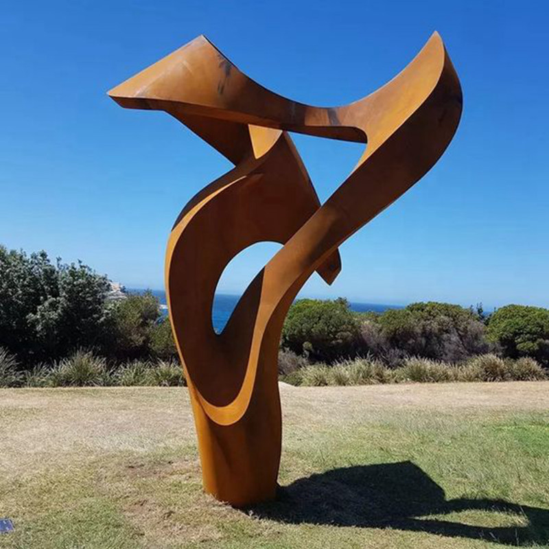modern rustic corten steel sculpture for garden ornament (2)