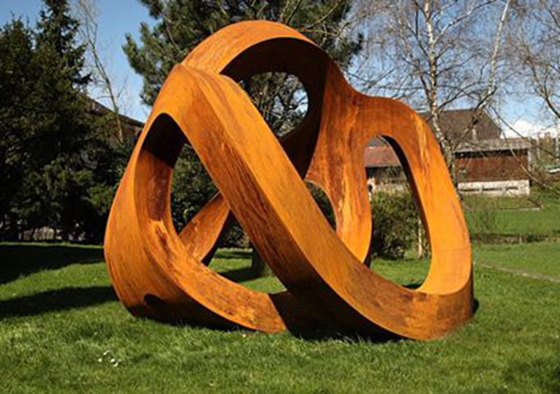 modern rustic corten steel sculpture for garden ornament (3)