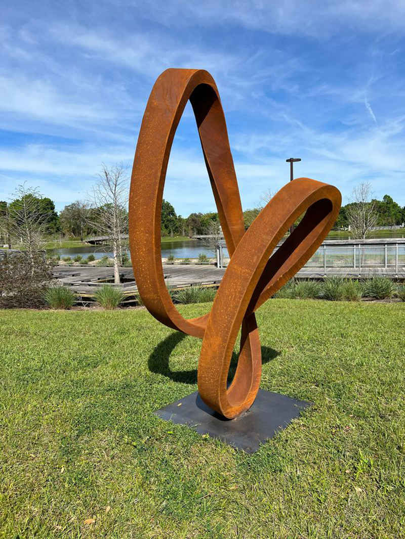 modern rustic corten steel sculpture for garden ornament (4)