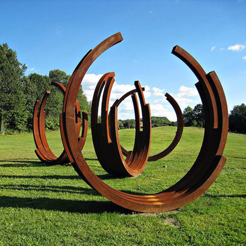 outdoor ring corten steel sculptures (5)