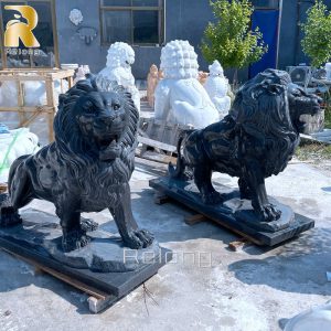 Black Lion Statues