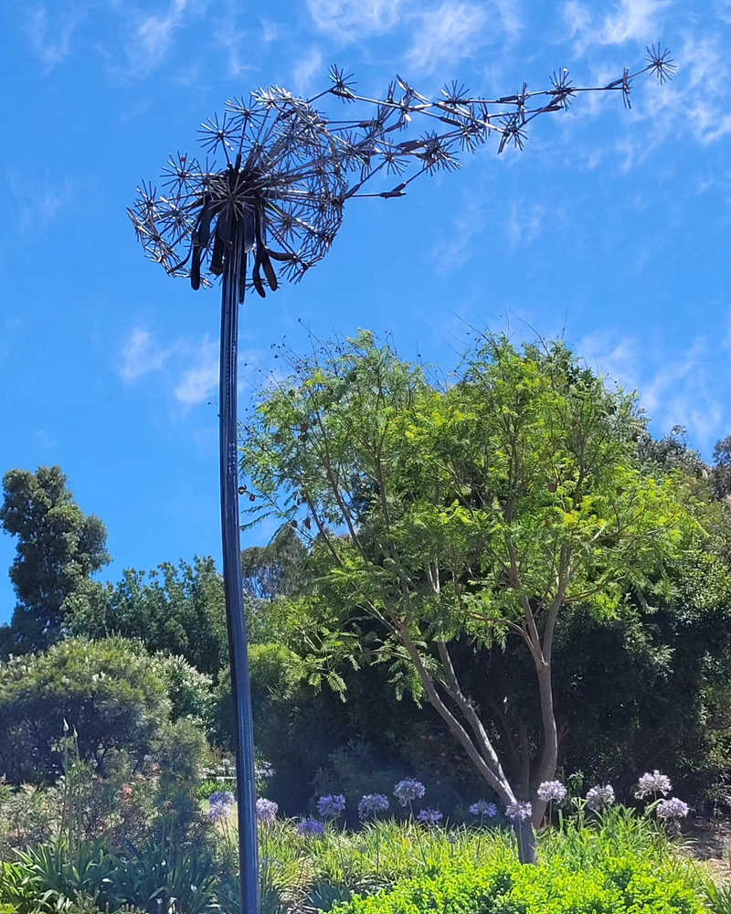 Outdoor-park-square-green-space-glowing-stainless-steel-dandelion-sculpture-2