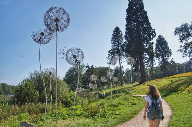 Outdoor-park-square-green-space-glowing-stainless-steel-dandelion-sculpture (3)