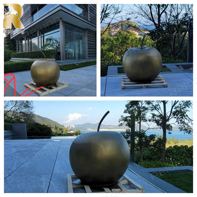 bronze apple sculpture feedback for Hong Kong customer