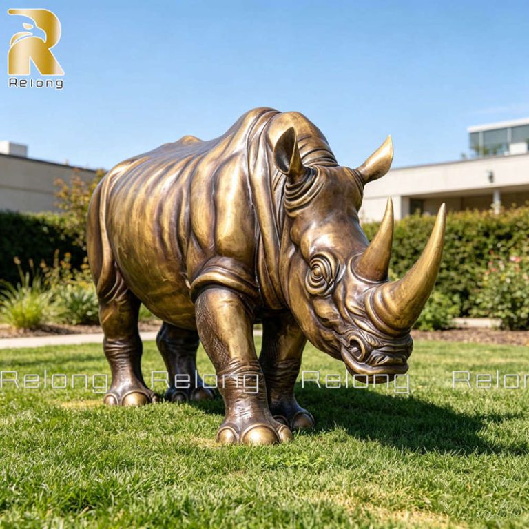 bronze rhino statue for outdoor decor