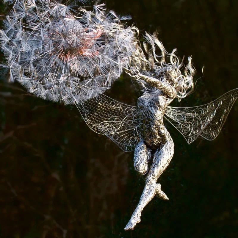 life size metal dandelion sculpture (1)