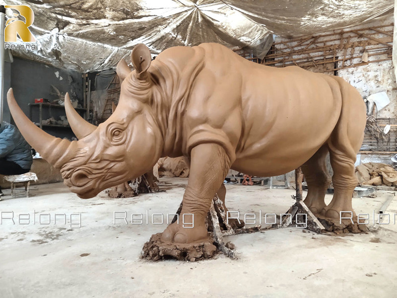 life size rhino clay model