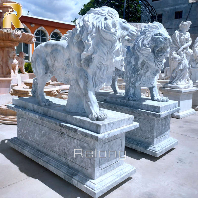 lifesize Marble Lion garden Statues