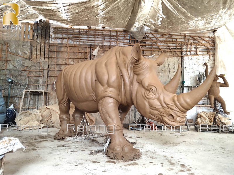 rhino statue clay model