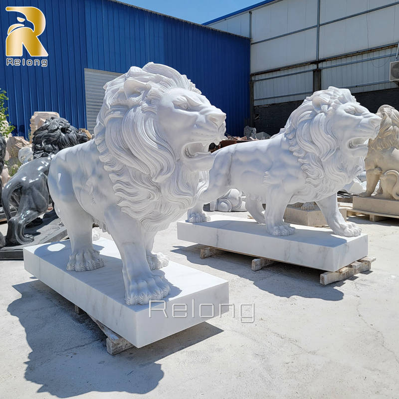white Marble Lion Statues