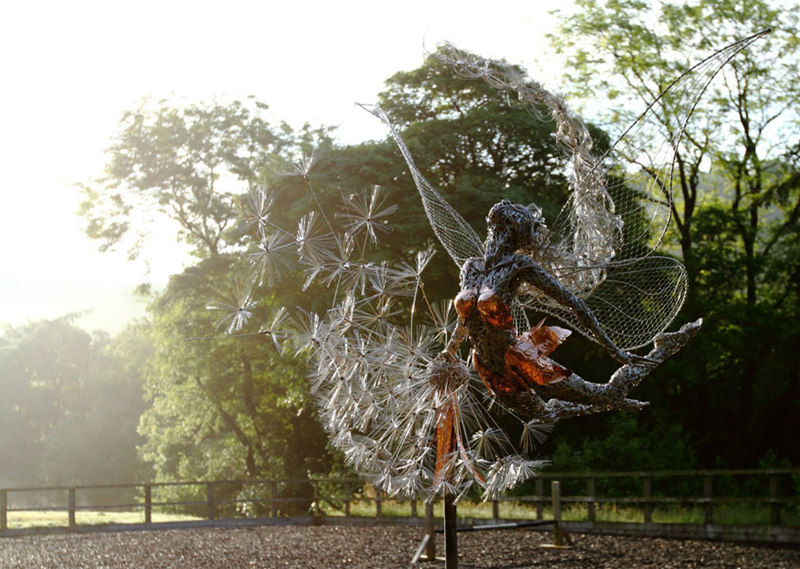 wire fairy sculptures for the garden (3)