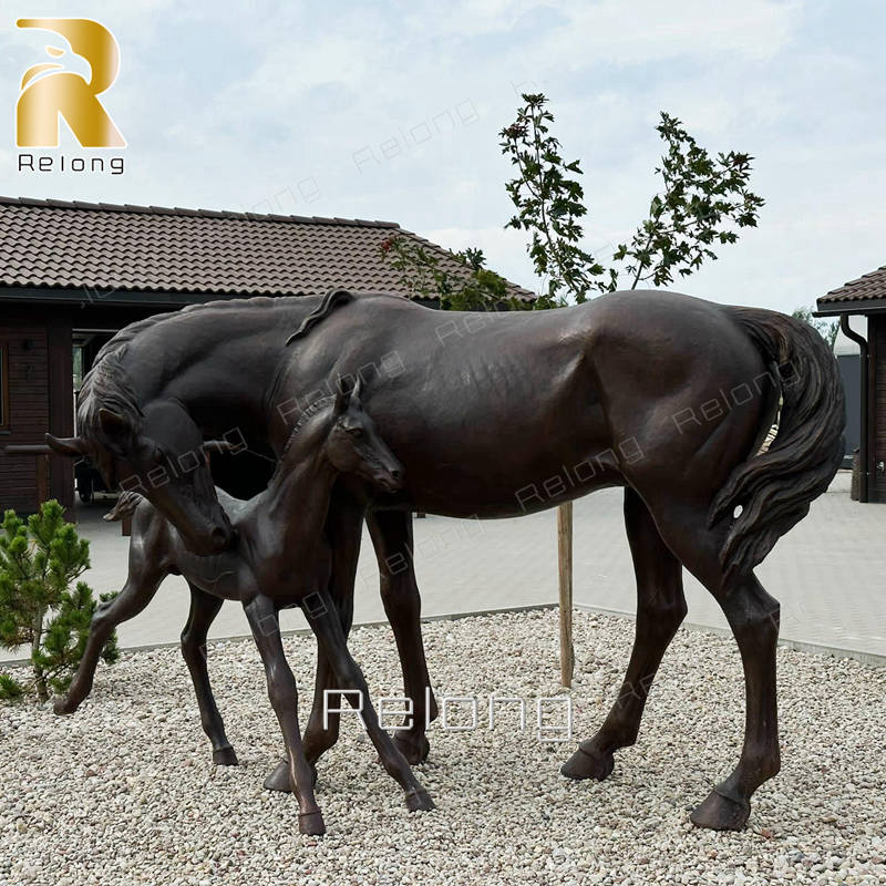 high quality bronze mare and foal sculpture