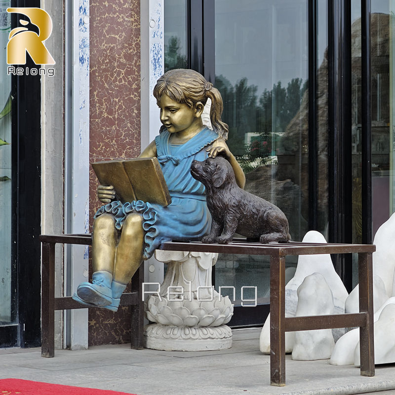 high quality bronze statue of girl reading book (5)