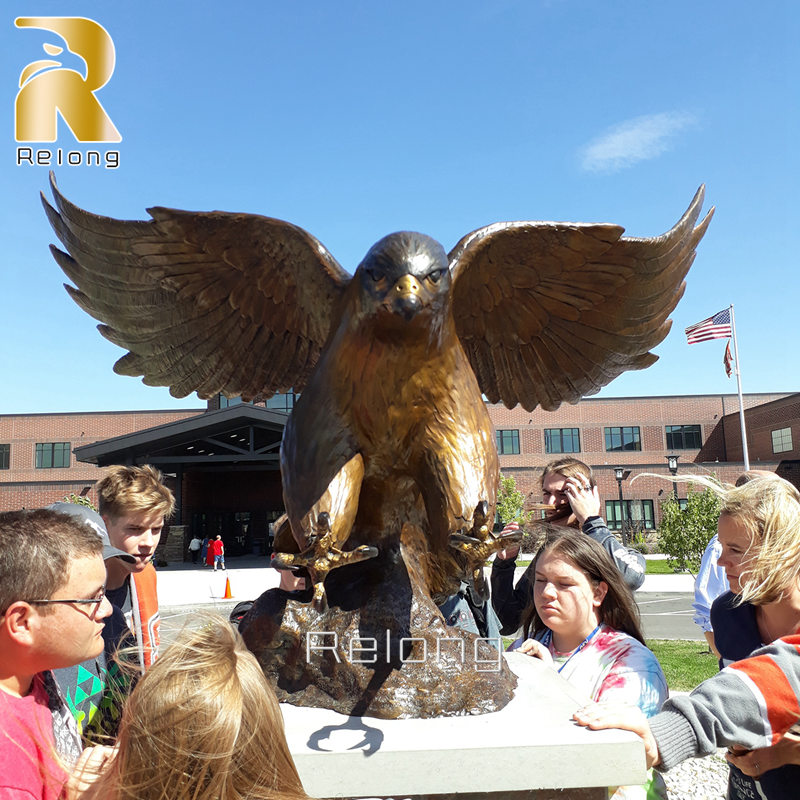 bronze cast falcon sculpture