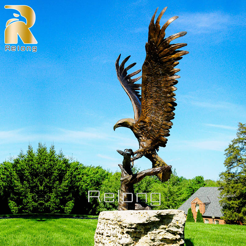 large bronze falcon sculpture for lawn decor
