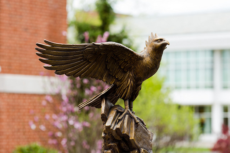 lifelike bronze falcon sculpture