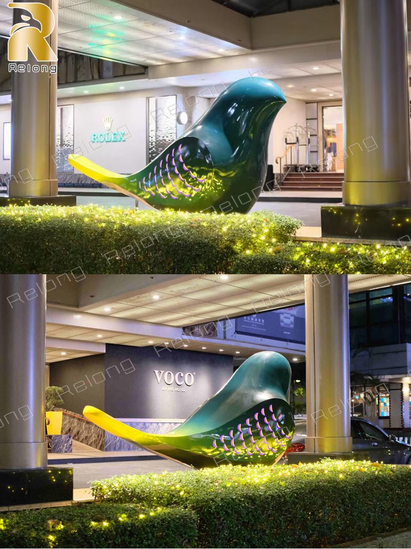 Relong metal bird sculpture feedback from Singapore client