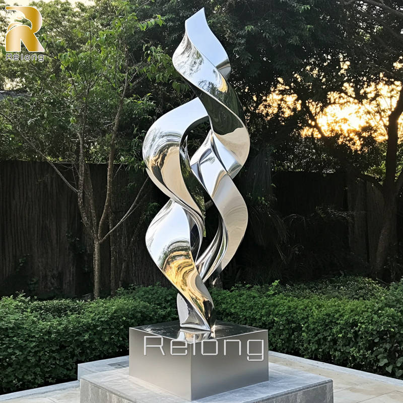 Mirror Polished Abstract Steel Garden Sculpture for Sale RMAS-013
