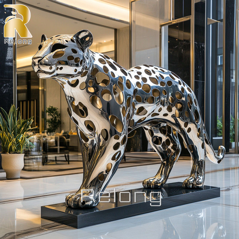 metal leopard statue for garden decor