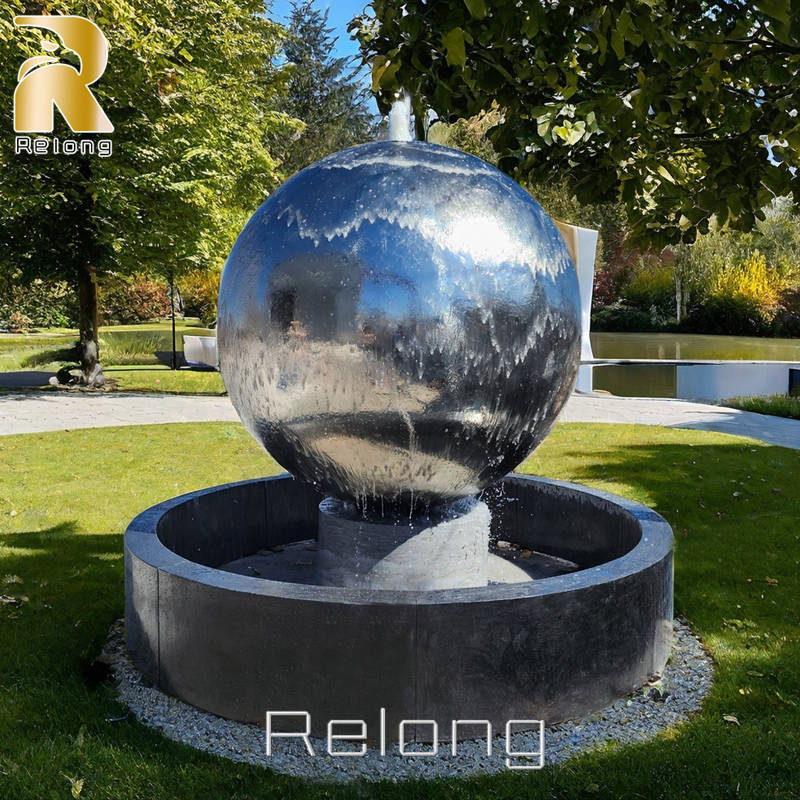 Stainless Steel Ball Fountain with Marble Pool RMWF-006