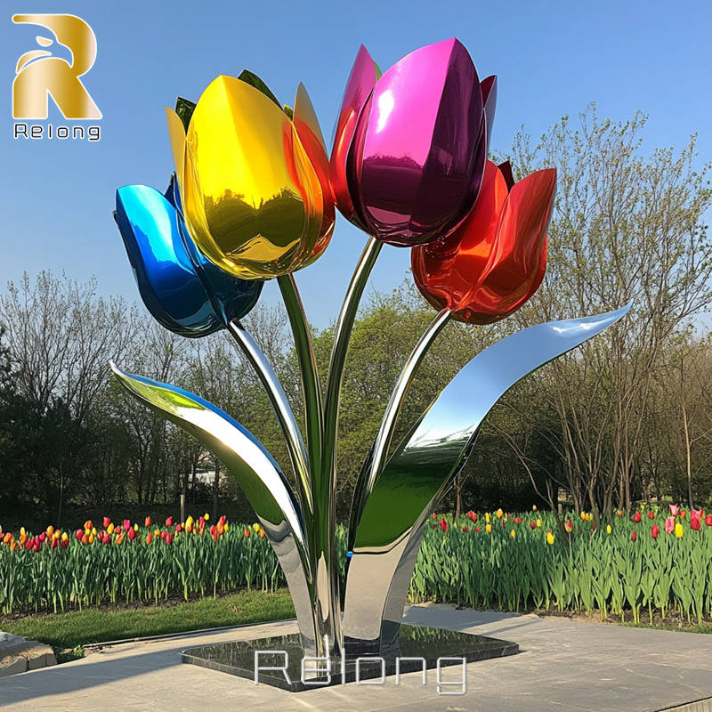 modern stainless steel tulip sculpture