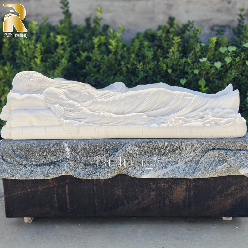 White Marble Veiled Christ Jesus Statue for Church Decor RMRJS-008
