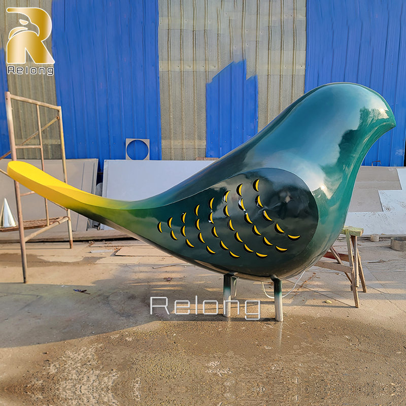 outdoor large stainless steel bird sculpture for hotel decor