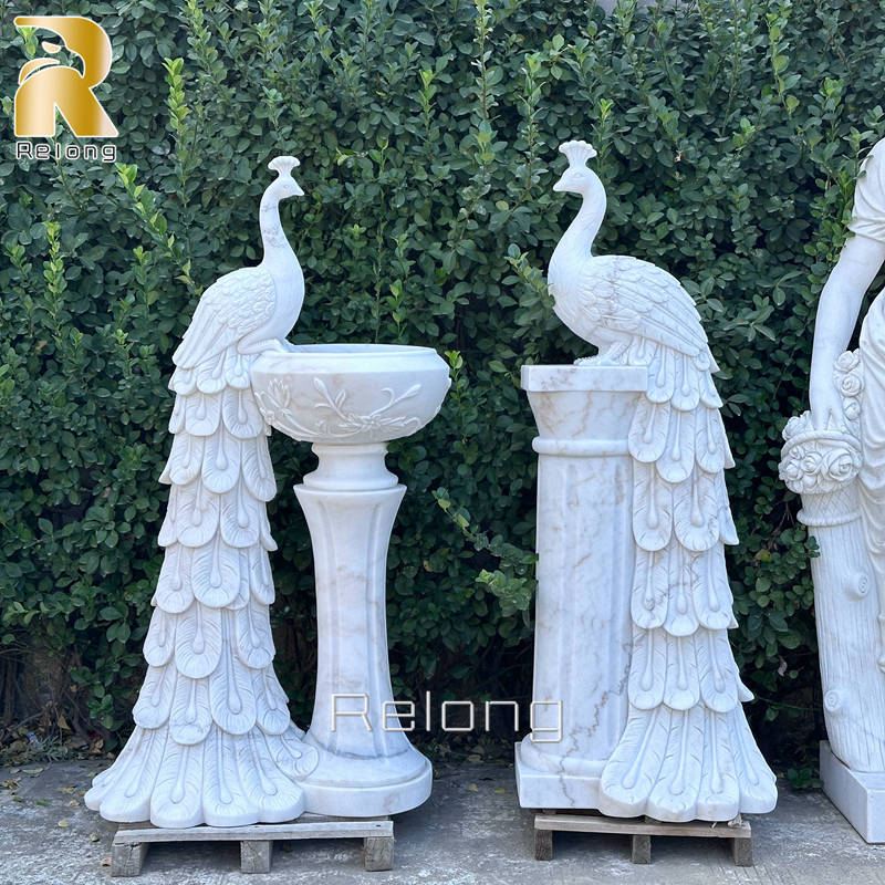 exquisite marble peacock statue