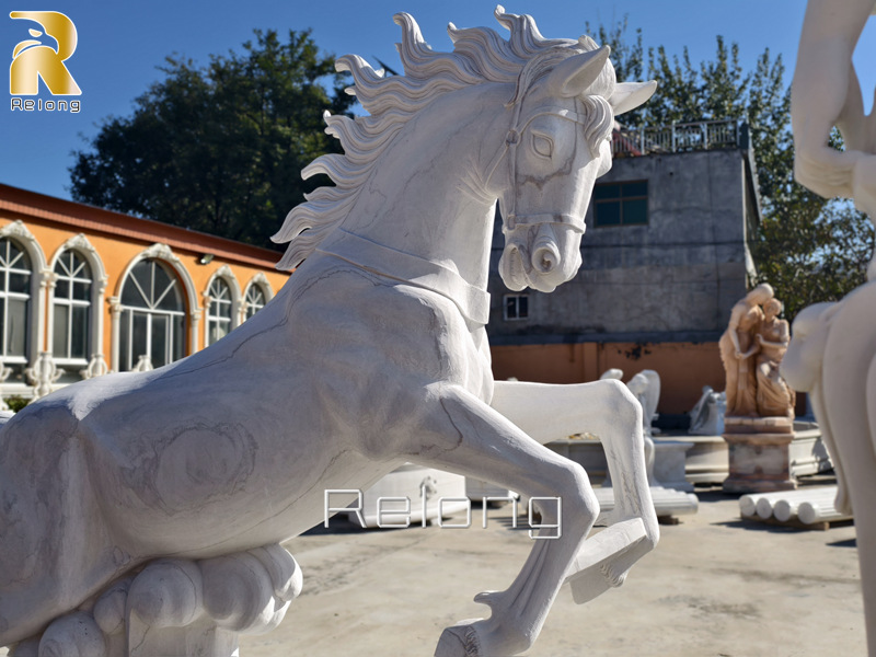 hand carved marble horse sculpture