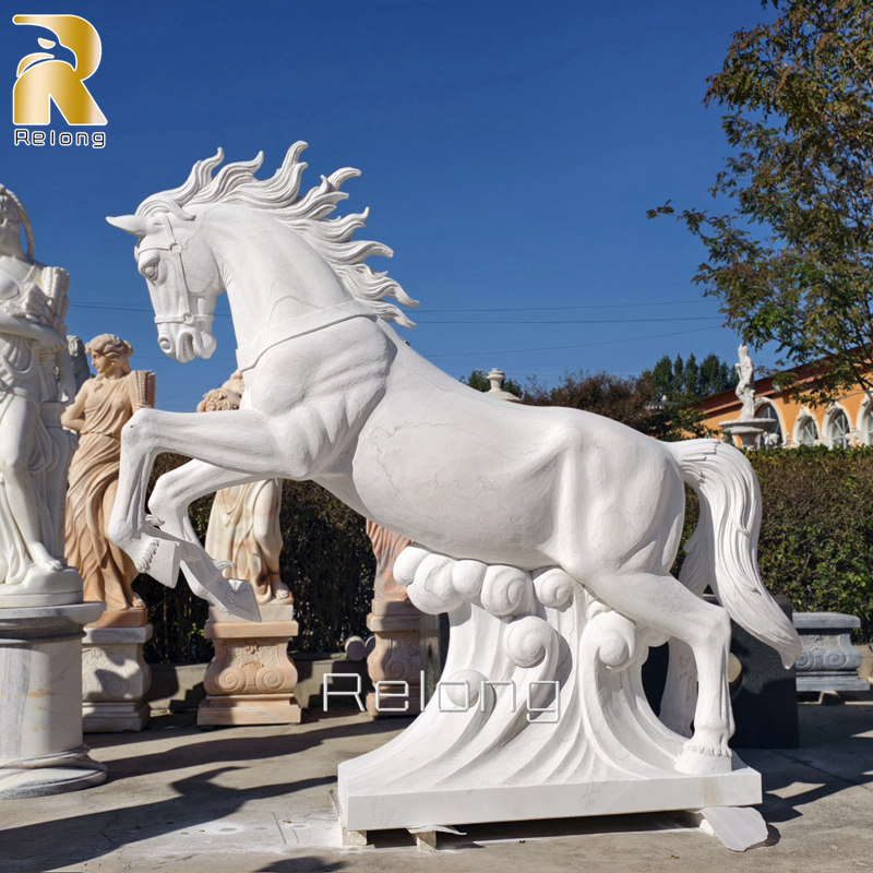Life Size White Marble Horse Sculpture RMOAS-001