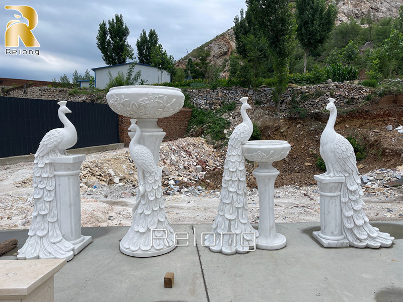 more marble peacock statues
