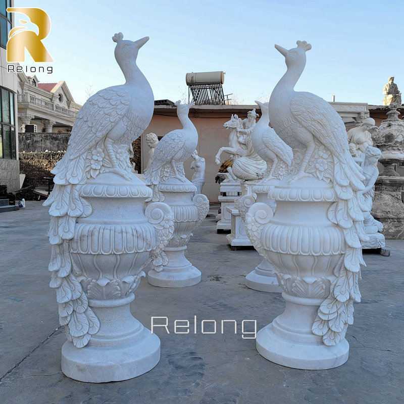 natural marble peacock statue