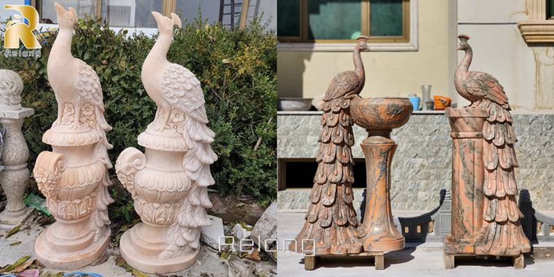 natural marble peacock statues