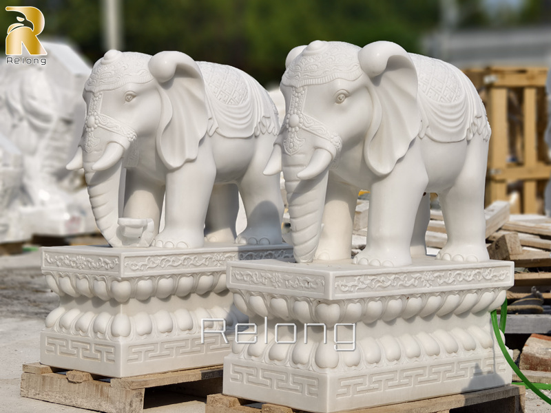 natural white marble elephant sculpture for home decor